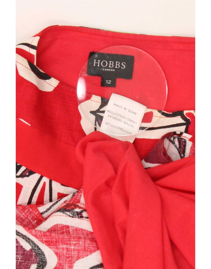Hobbs Kvinder grafisk A-line nederdel UK 12 Medium W32 Rød Hør