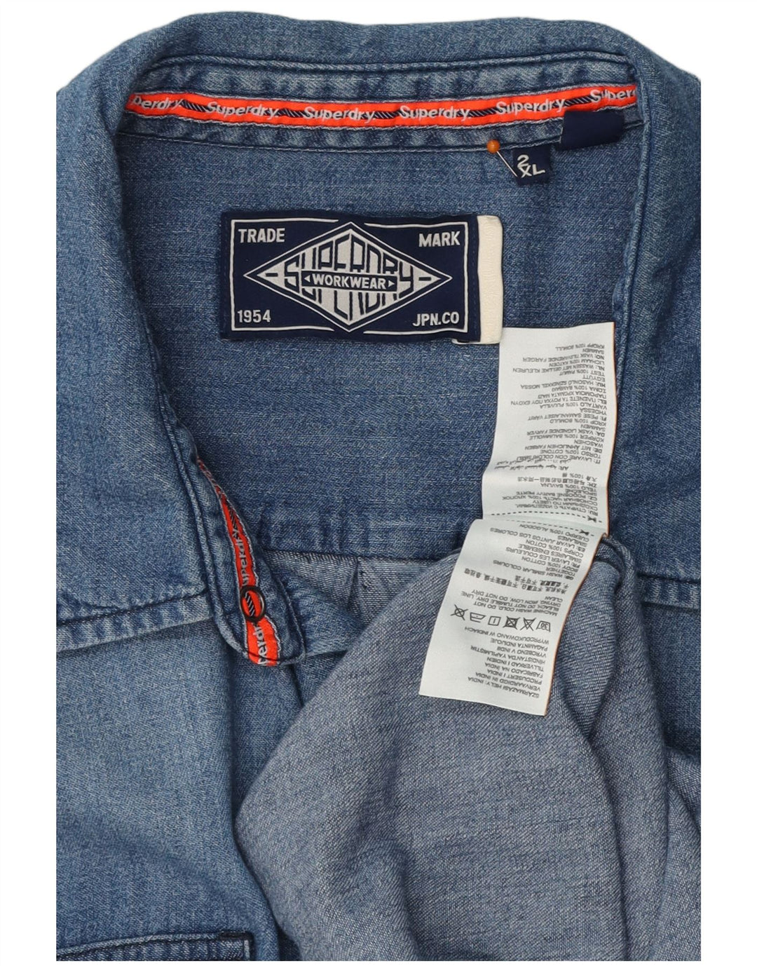 SUPERDRY Denimskjorte til mænd 2XL Blå Bomuld