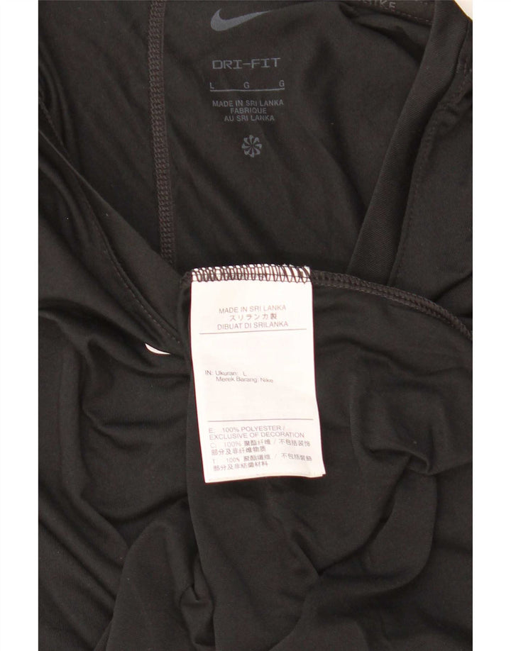 Nike Dame Dri Fit Top Langærmet UK 16 Stor Sort Polyester