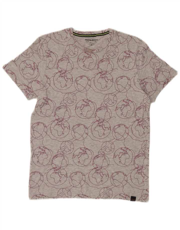 Jack & Jones Herre abstrakt mønster grafisk T-shirt top mellemgrå