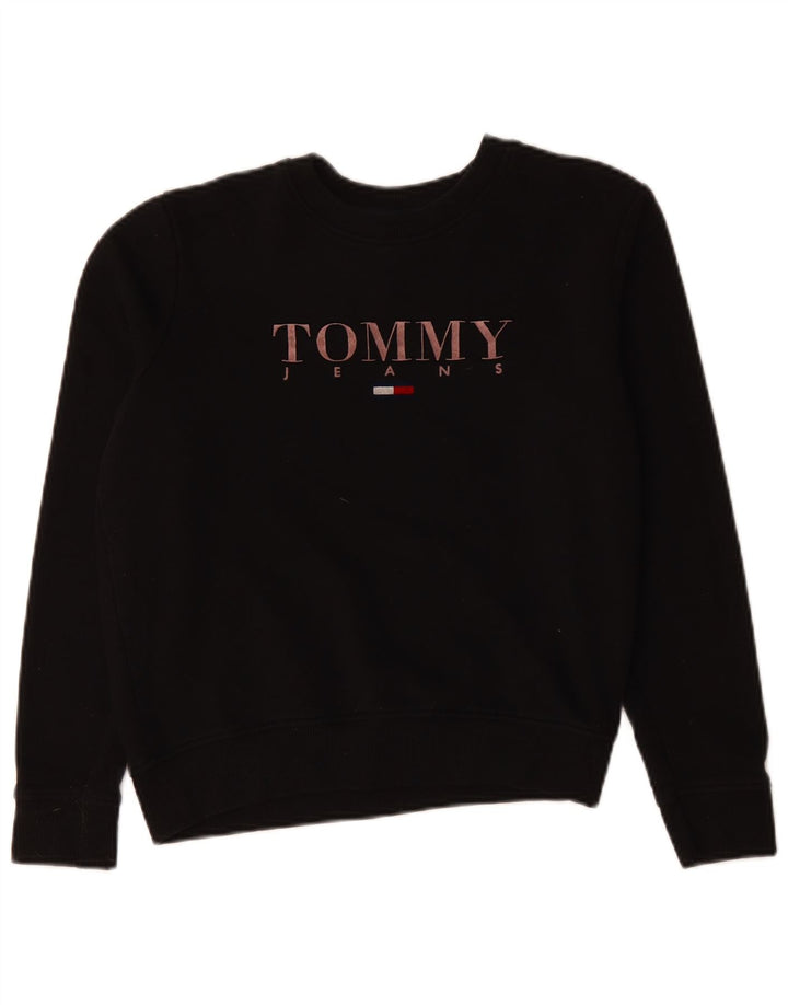TOMMY HILFIGER Oversized sweatshirt trøje til kvinder UK 10 Lille sort