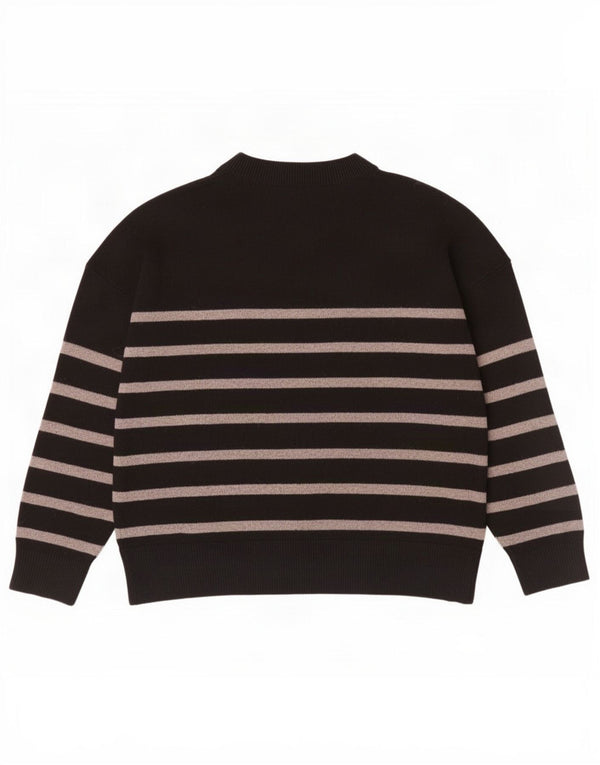 Marks & Spencer Womens V-Neck Jumper Sweater UK 16 Large Black Striped