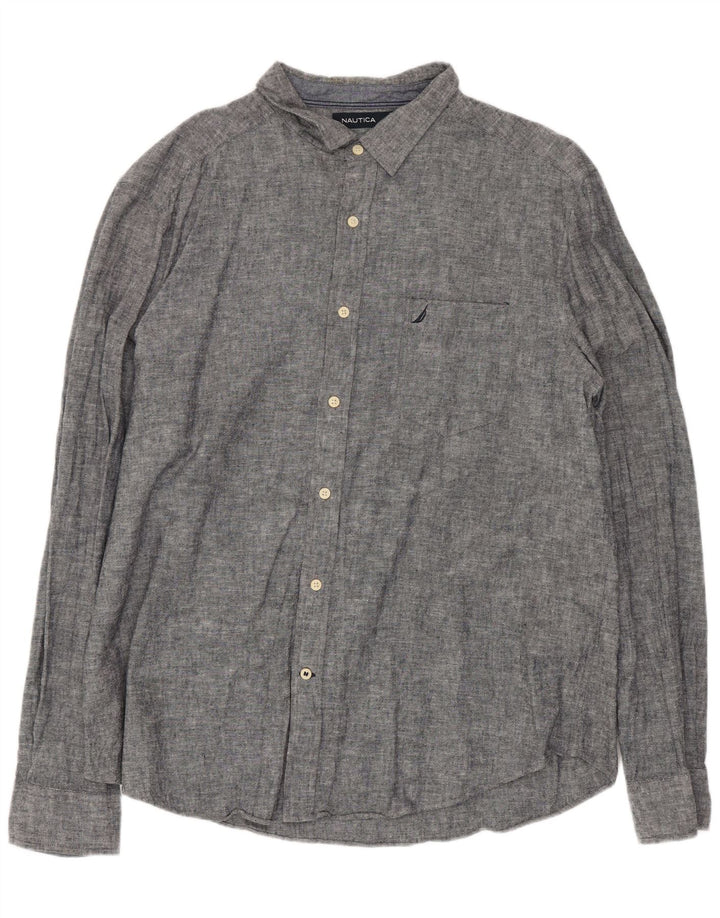 Nautica Herreskjorte XL Grå Flecked Linen