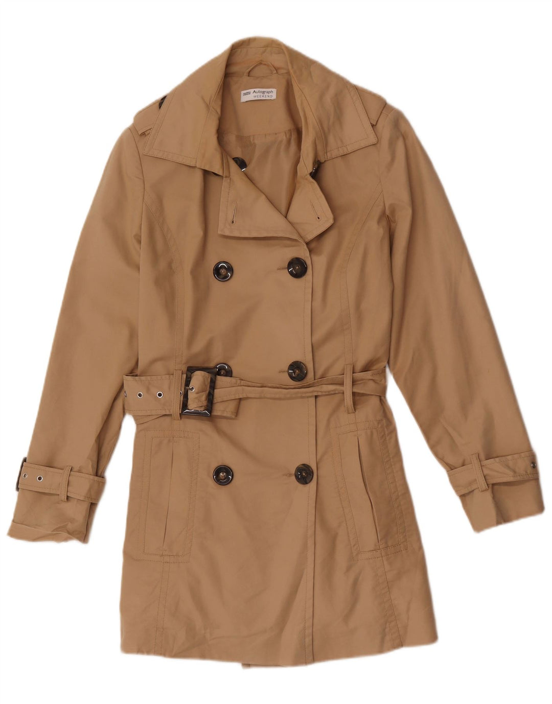 Marks & Spencer Womens Autograph Trench Coat UK 16 Stor brun bomuld