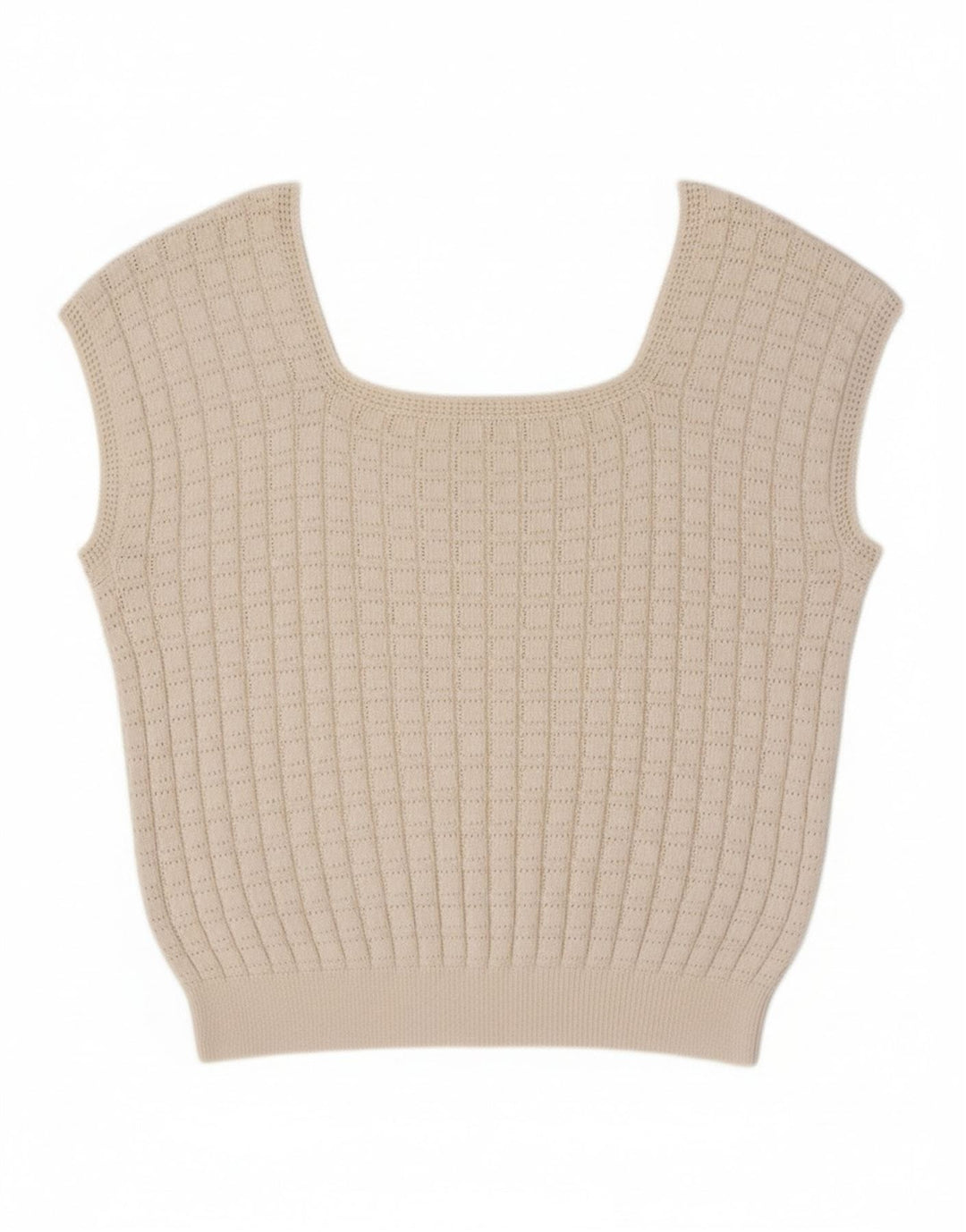 VINTAGE Womens Crop Vest Tank Top UK 14 Medium Off White
