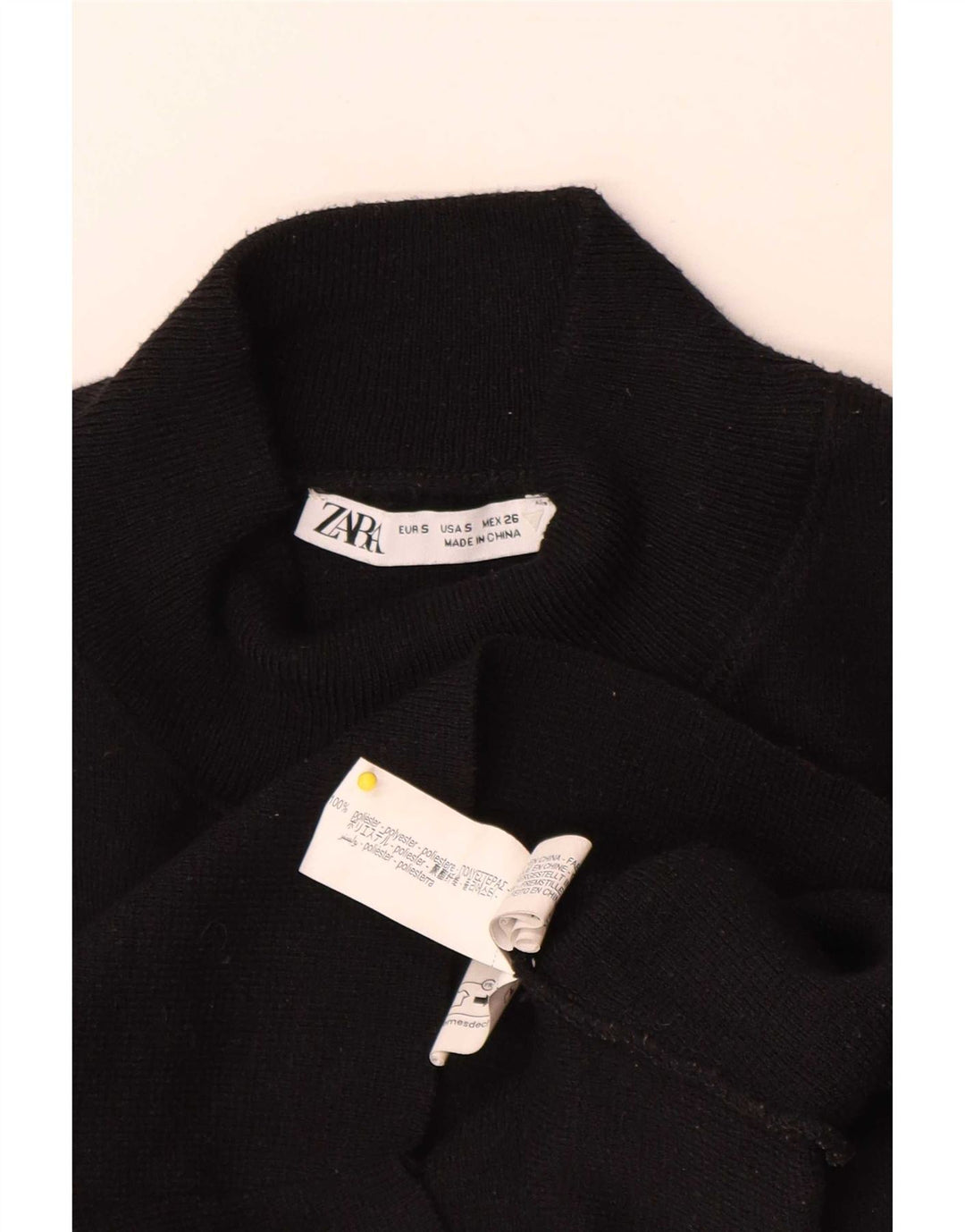 Zara Womens Crop Bluse Top UK 8 Small Black Polyester