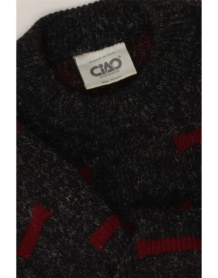 Ciao herre rund hals sweater mellemgrå geometrisk