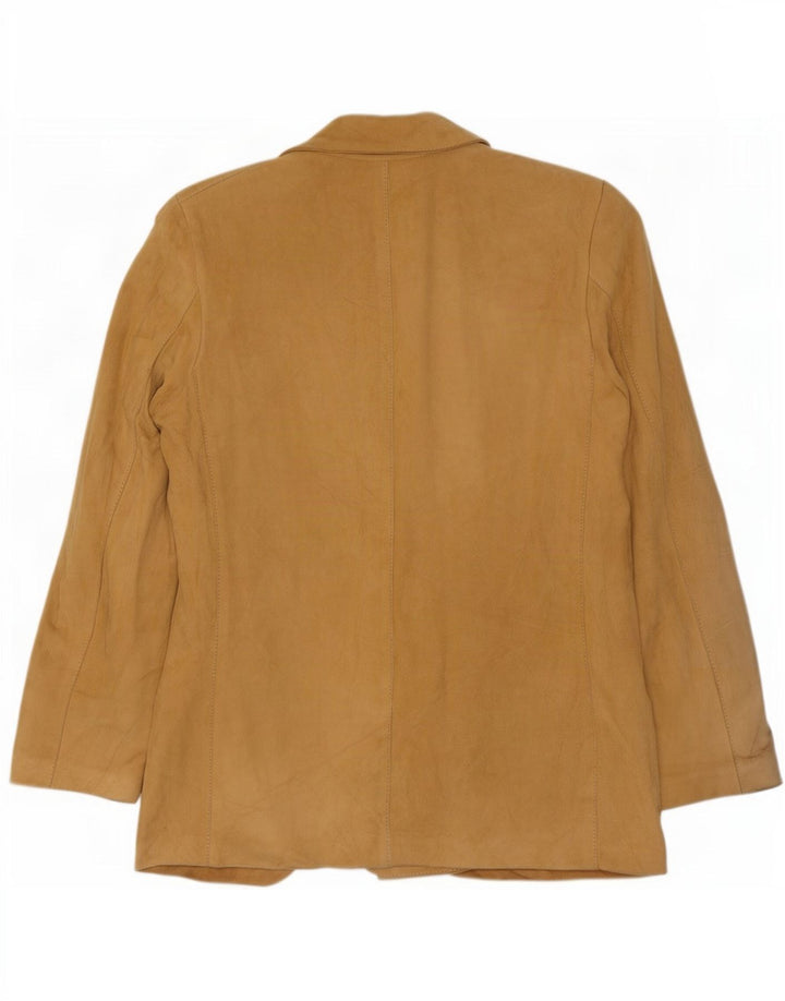 Vintage Dame Dobbeltradet Ruskind Blazer Jacket IT 44 Medium Beige