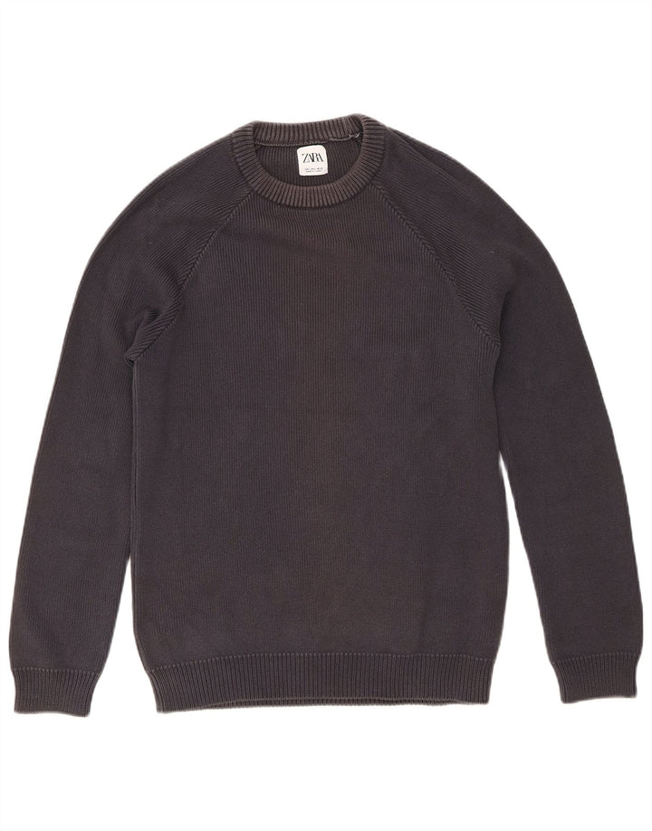 Zara Herre Crew Neck Jumper Sweater Large Navy Blue