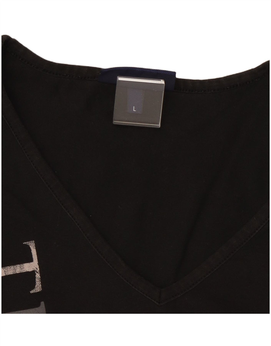 TRUSSARDI JEANS Dame Crop Grafisk Top Langærmet UK 14 Large Black