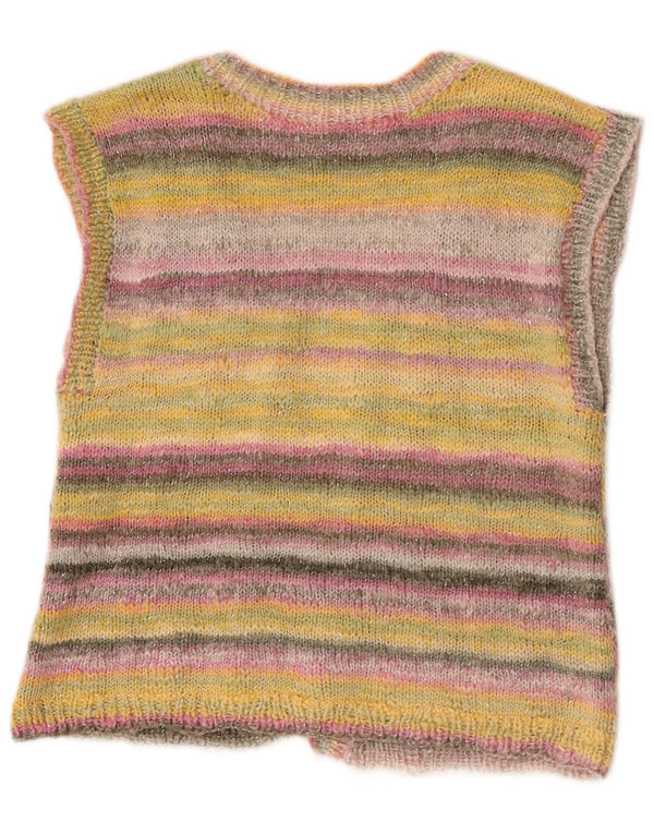 Vintage ærmeløs cardigan sweater til kvinder UK 14 Medium Flerfarvet