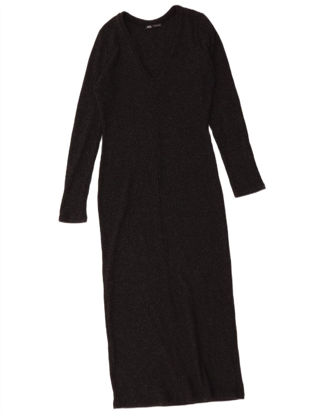 Zara Dame Langærmet Jumper Dress UK 10 Small Grå Polyester