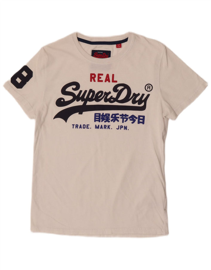 Superdry Herre almindelig grafisk T-shirt top mellem hvid bomuld