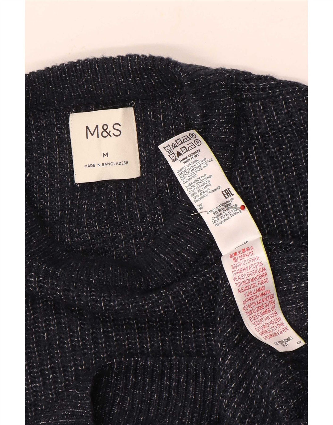 Marks & Spencer Herre sweater med rund hals, medium marineblå flækket