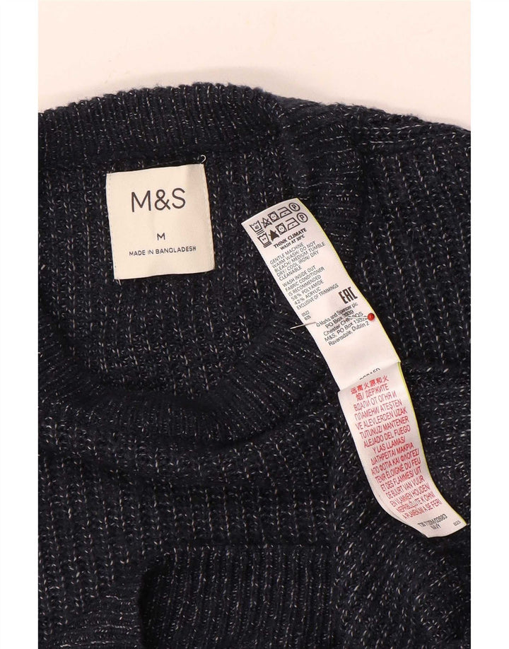 Marks & Spencer Herre sweater med rund hals, medium marineblå flækket