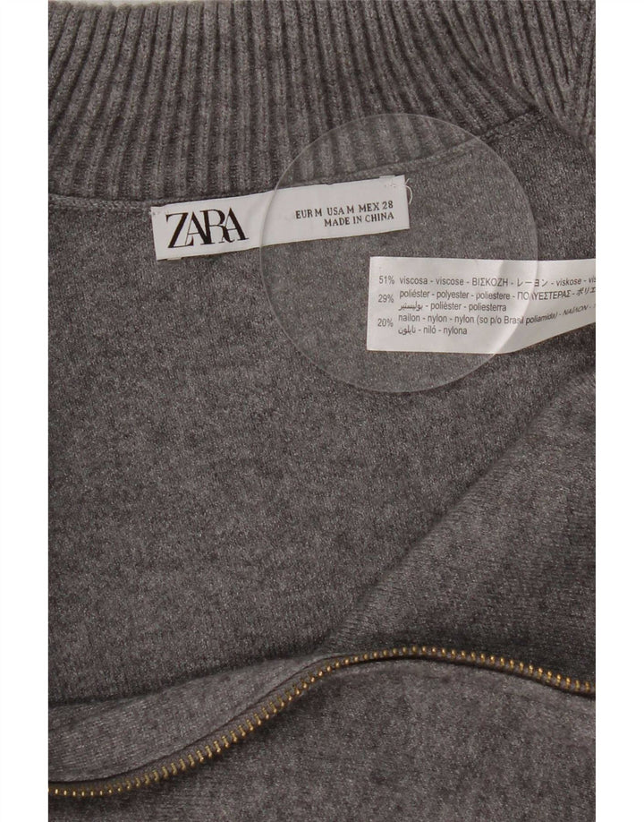 Zara Dame Cardigan Sweater UK 12 Medium Grey Viscose