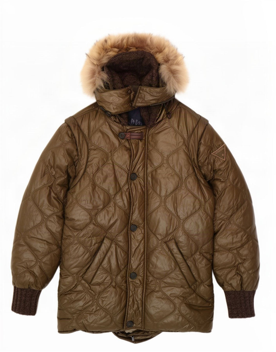 Iceberg Dame Hætte Polstret Frakke US 8 Medium Khaki Polyamid