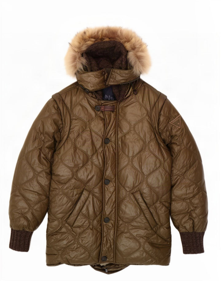 Iceberg Dame Hætte Polstret Frakke US 8 Medium Khaki Polyamid