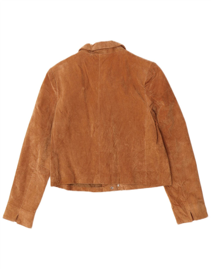 Pimkie Dame Crop Ruskindsjakke EU 38 Medium Brun Læder