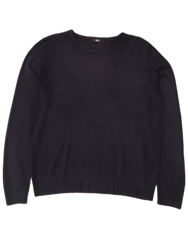 Marks & Spencer Dame Boat Neck Jumper Sweater UK 14 Large Navy Blue