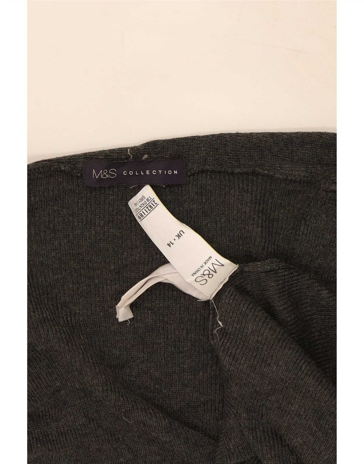 Marks & Spencer Dame Longline Cardigan Sweater UK 14 Medium Grey