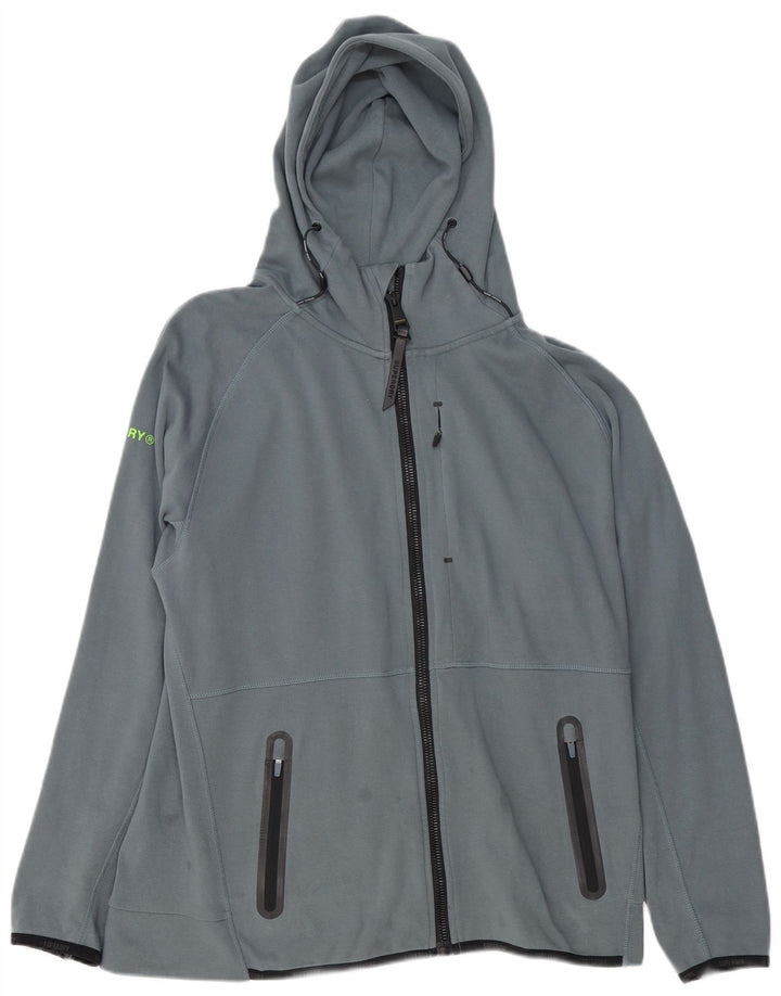 Superdry Hættetrøje med lynlås til mænd XL blå bomuld