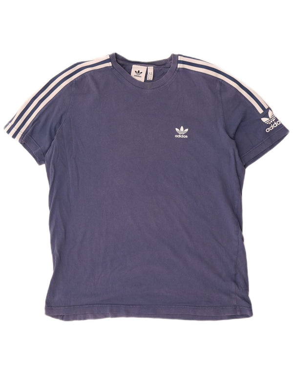 Adidas Grafisk T-shirt top mellemblå bomuld til mænd
