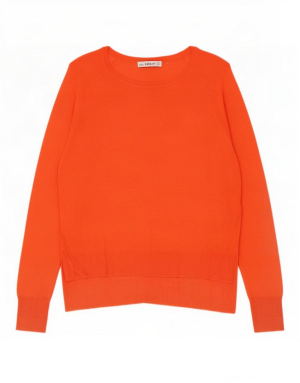 Zara Dame Boat Neck Jumper Sweater UK 10 Small Red Viscose