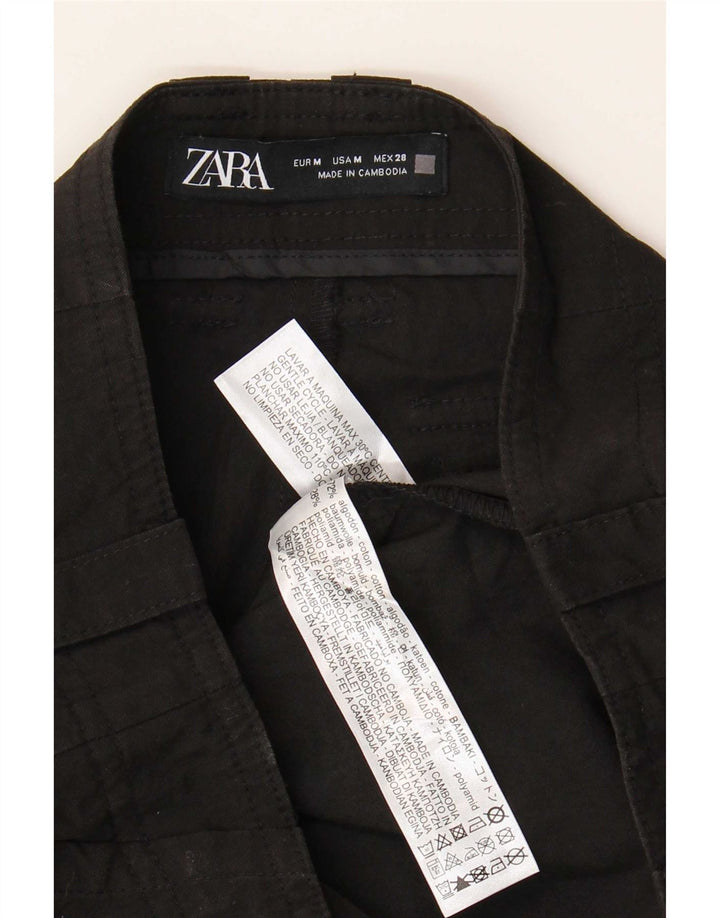 Zara Dame Straight Cargo Bukser Medium W28 L25 Sort Bomuld
