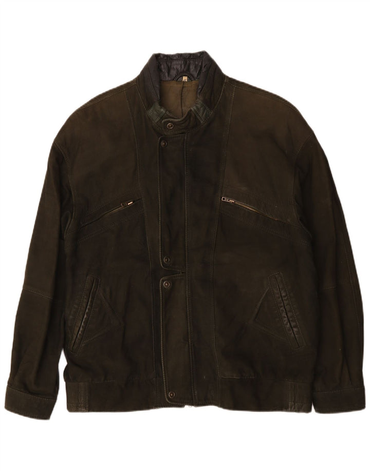 Vintage herre læderjakke IT 48 Medium Khaki