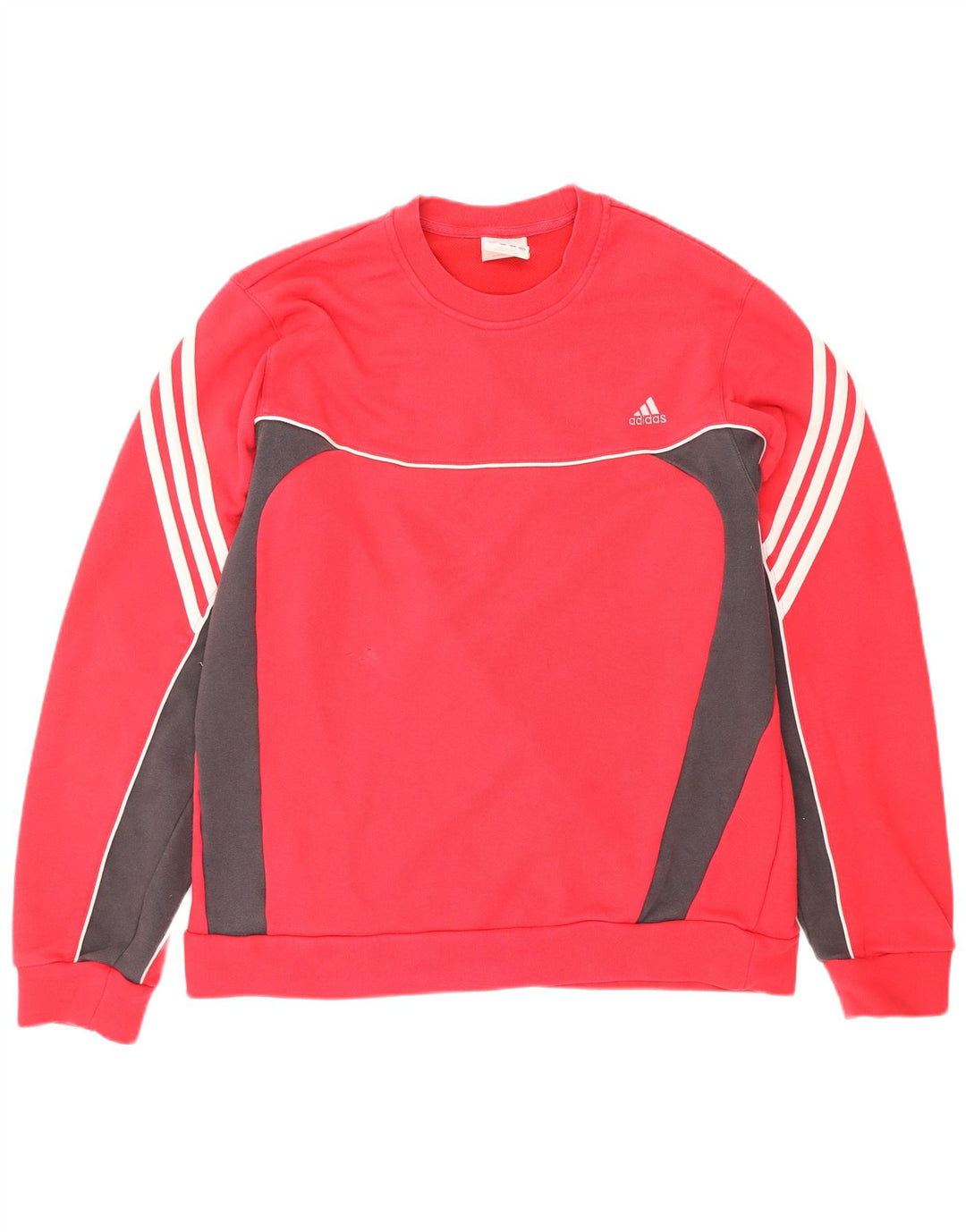 ADIDAS Herre Climalite Sweatshirt Jumper Medium Rød Colourblock Bomuld