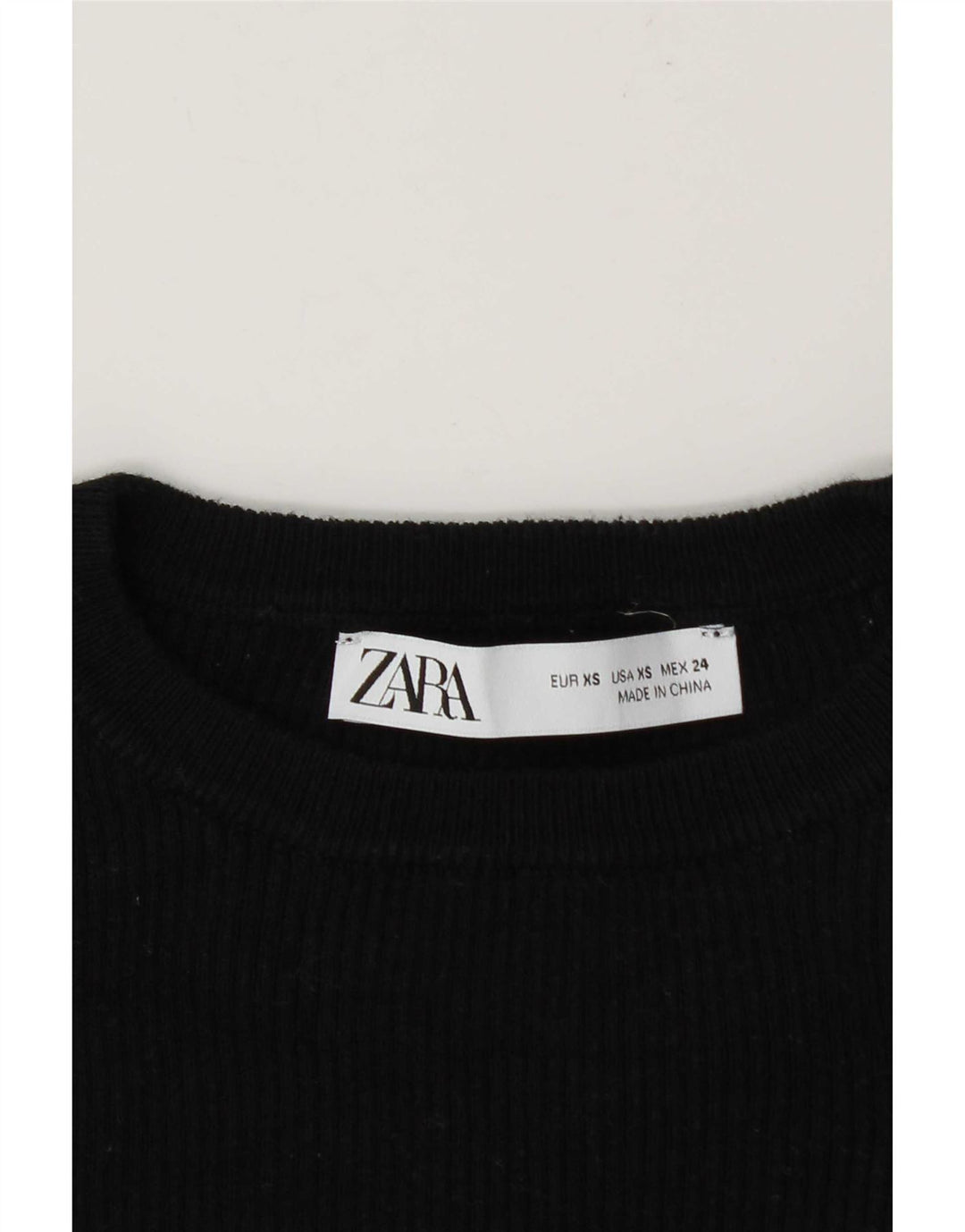 Zara Dame Crop Top Langærmet UK 6 XS Sort