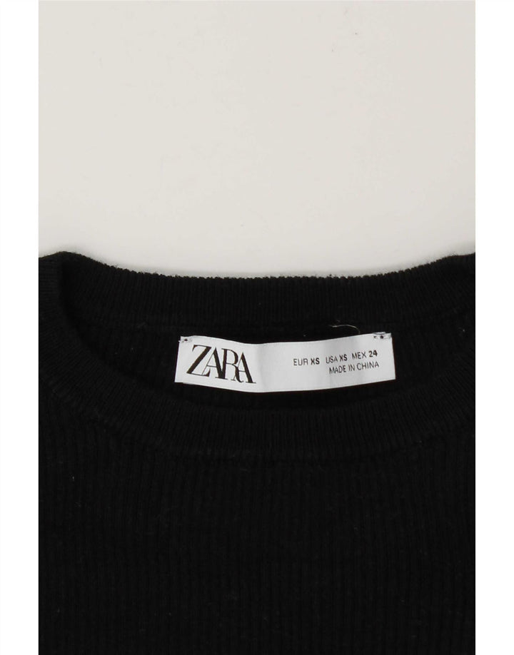 Zara Dame Crop Top Langærmet UK 6 XS Sort