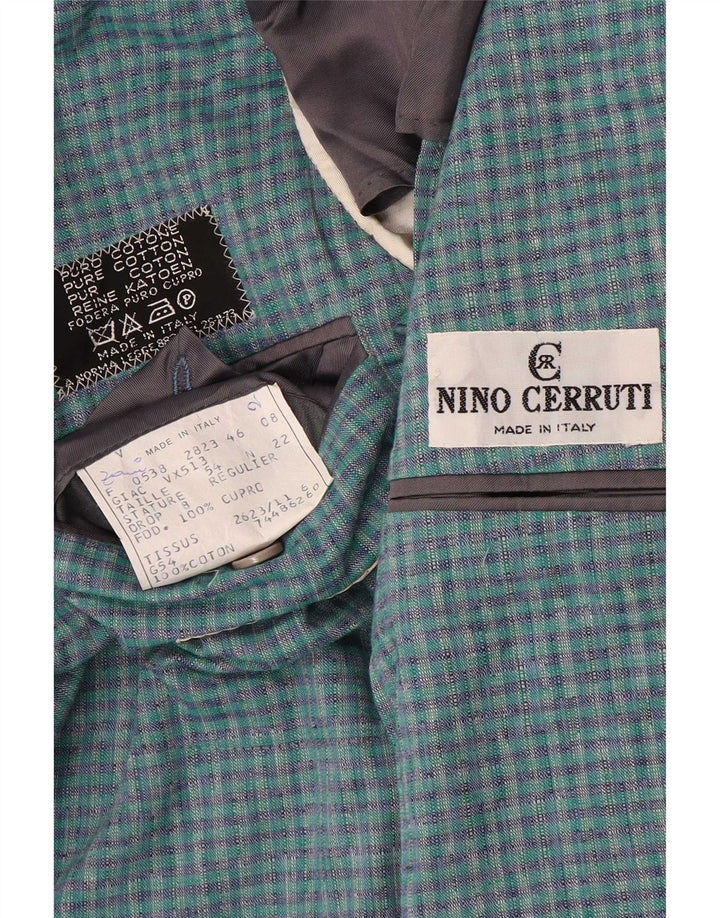 Nino Cerruti Herre 2-knap blazerjakke IT 54 2XL blå ternet bomuld