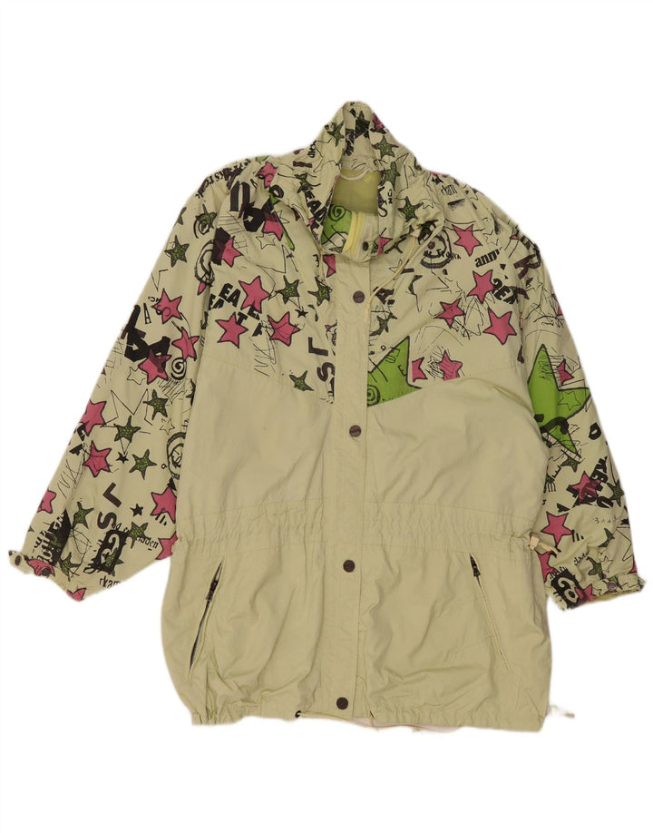 VINTAGE Dame Oversized Windbreaker Coat EU 44 XL Grøn Geometrisk