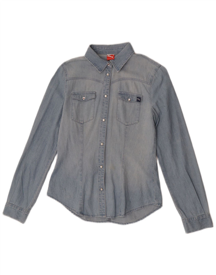 Puma Dame Denim Shirt UK 12 Medium Blue Cotton