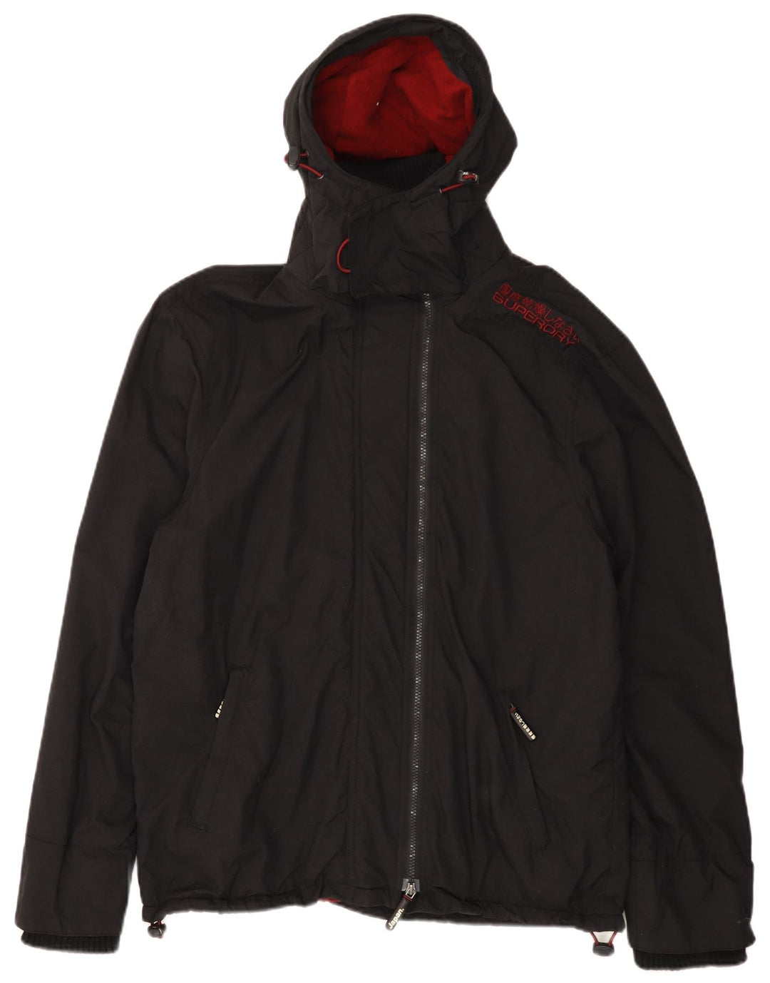 SUPERDRY Herre The Windcheater Grafisk Regnjakke med Hætte UK 44 2XL Sort