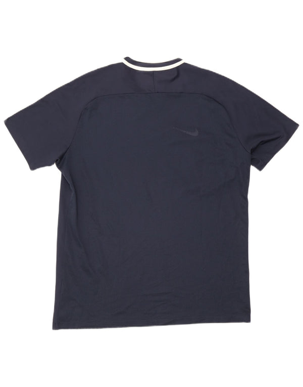 NIKE Dri Fit T-shirt top til mænd XL Marineblå Colourblock Polyester