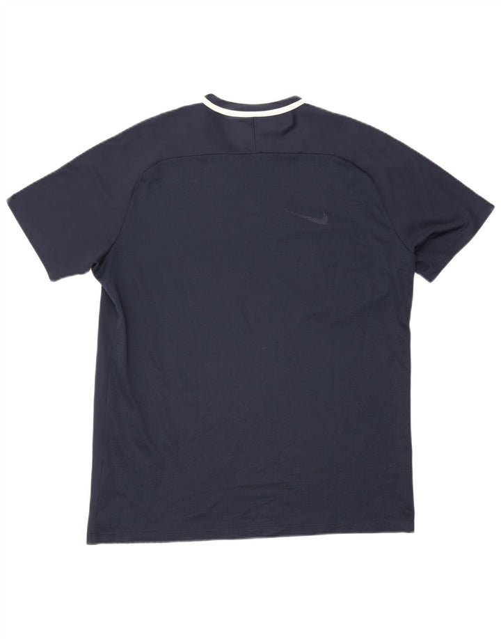 NIKE Dri Fit T-shirt top til mænd XL Marineblå Colourblock Polyester