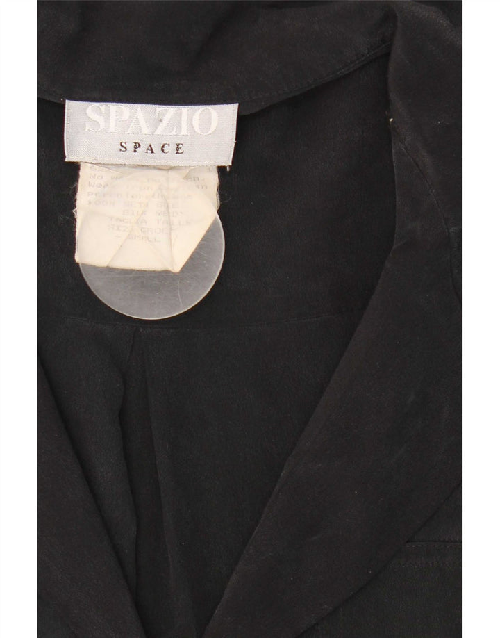 Spazio Womens Oversized Shirt Bluse UK 10 Small Black Silk