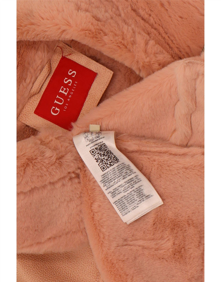 Guess Sherpa-jakke i imiteret læder til kvinder UK 12 Medium Pink Polyester