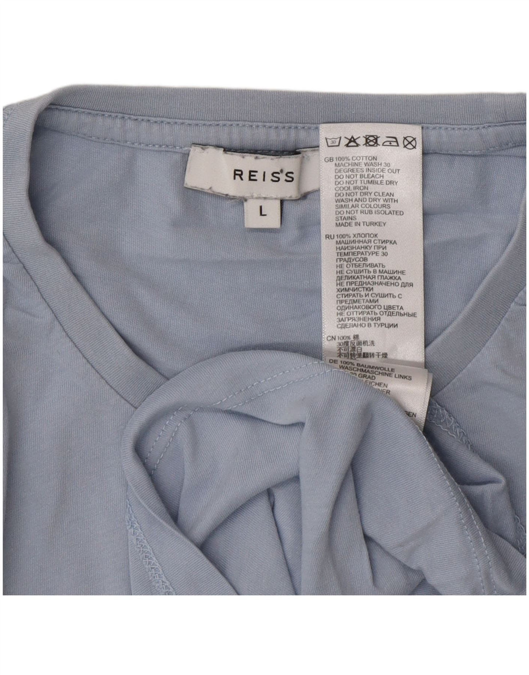 Reiss Herre T-Shirt Top Stor Blå Bomuld
