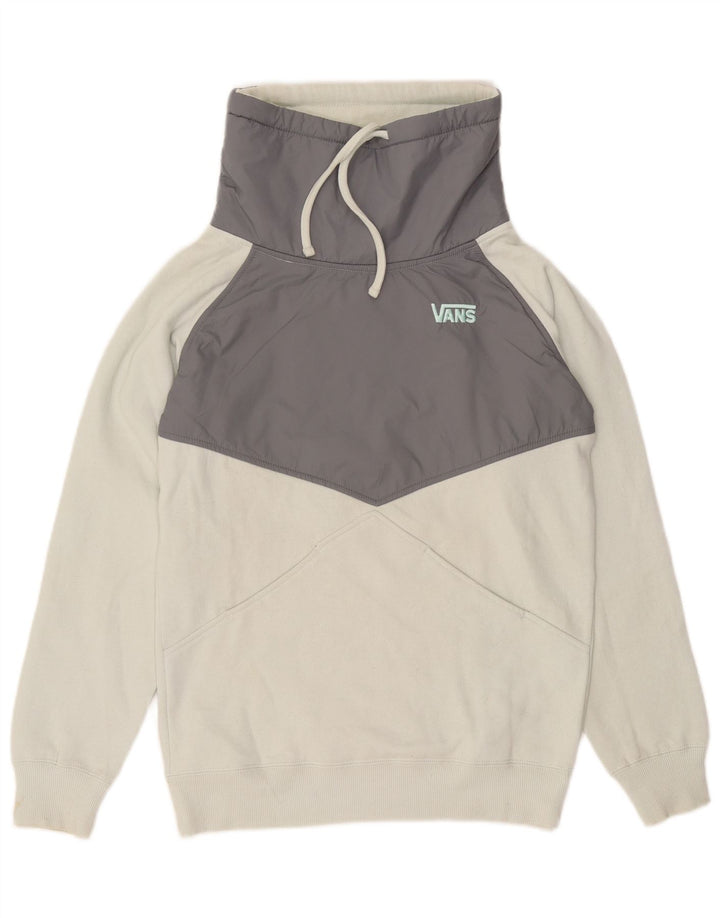 VANS Dame Sweatshirt Jumper UK 10 Small White Colourblock Bomuld