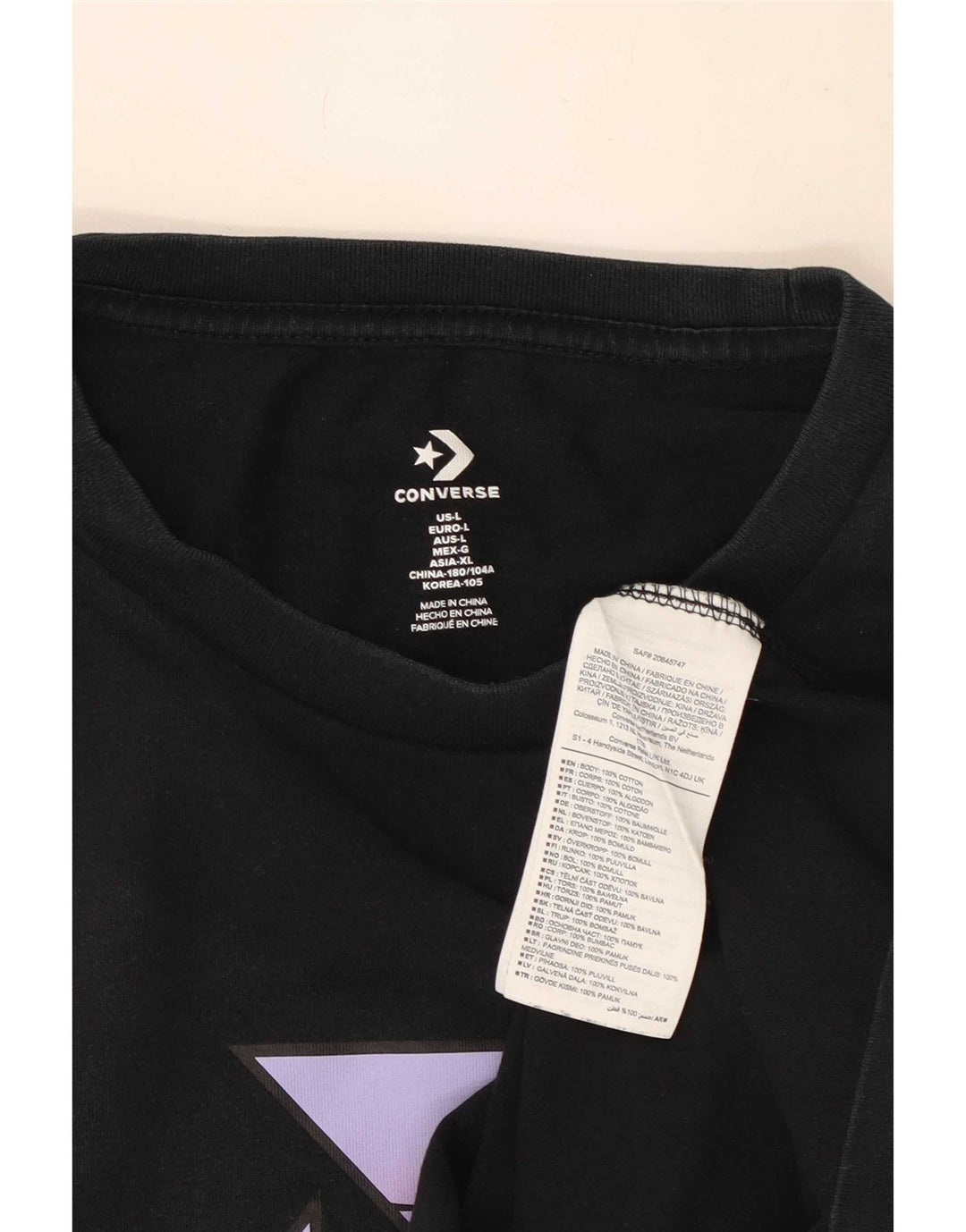 Converse Herre grafisk T-shirt Top Stor sort bomuld