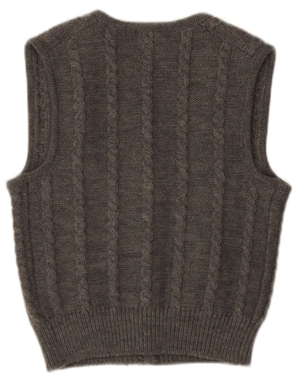 Giesswein Womens Knit Crop vest EU 42 Large Grey Virgin Wool
