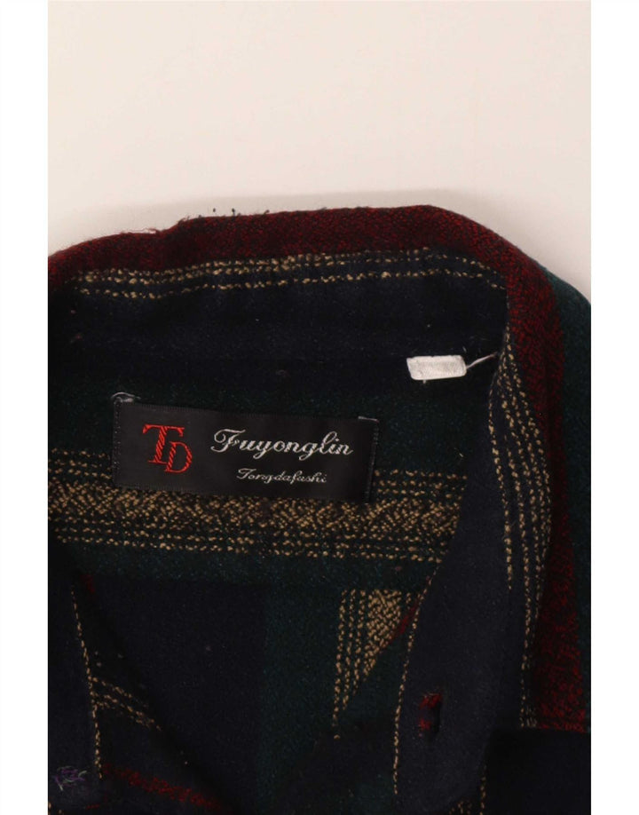 Vintage herre flannel skjorte medium flerfarvet stribet
