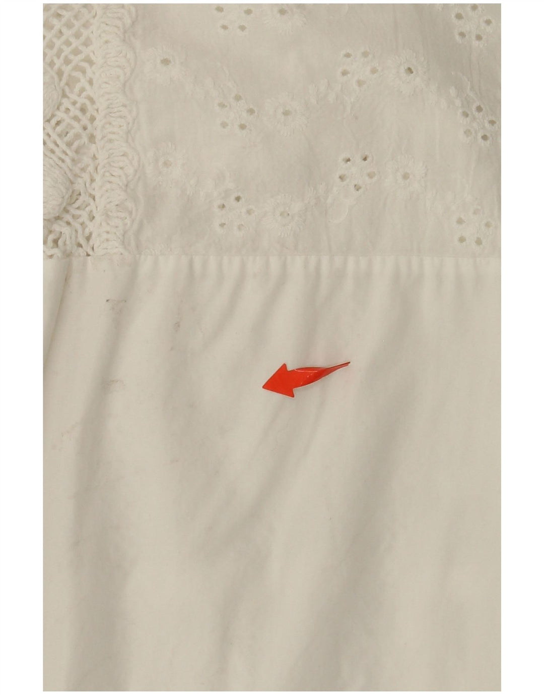 VINTAGE skjortebluse med 3/4 ærmer til kvinder UK 14 Medium hvid blomstret bomuld