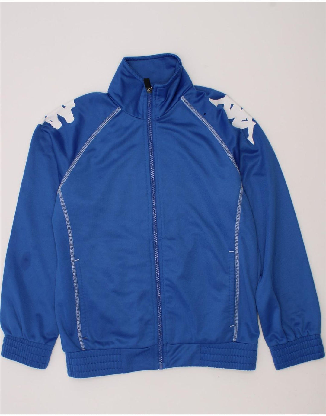 KAPPA Boys Graphic Tracksuit Top Jacket 9-10 Years Blue Polyester Vintage Kappa and Second-Hand Kappa from Messina Hembry 
