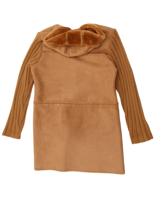 Vintage Dame Hætte Sherpa Duffle Coat UK 14 Medium Brun Polyester