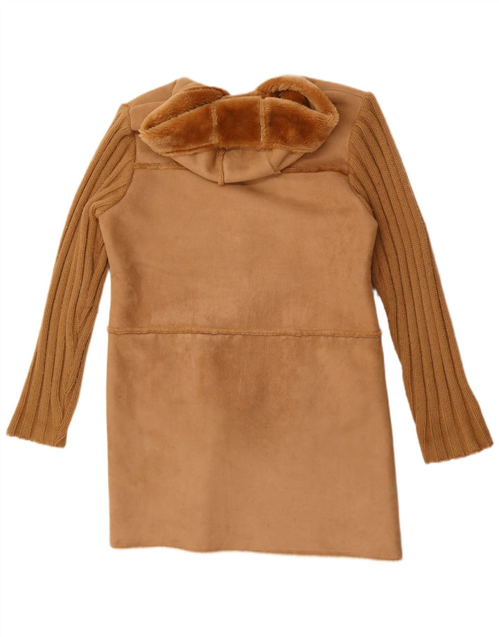 Vintage Dame Hætte Sherpa Duffle Coat UK 14 Medium Brun Polyester